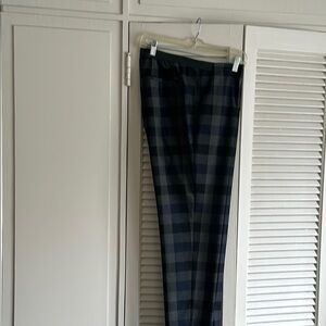 Plaid Wool Checkered Pants in Blue Grey  and Black